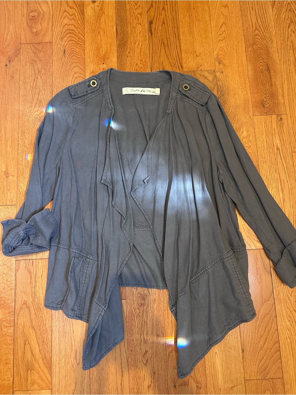 Women's Draped Open-Front Blazer in Slate Gray